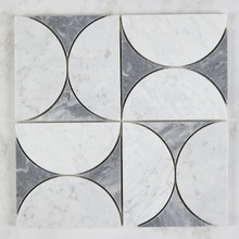 Laila White & Carrara Grey Marble Mosaic Tile